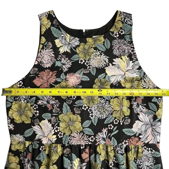 LOFT Black Floral Sleeveless Maxi Dress with Side Slits Size 14 - Picture 9 of 15